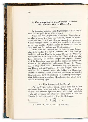 Einstein, Albert (1879-1955) et alia. Annalen der Physik, 1904.